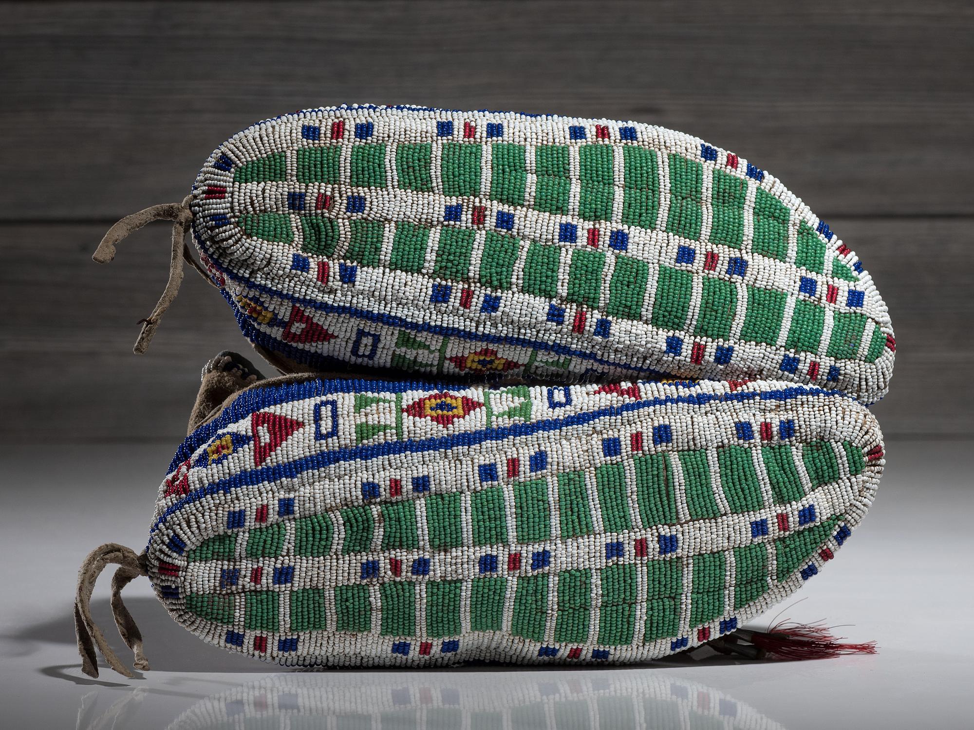 Sioux Fully Beaded Hide Moccasins
