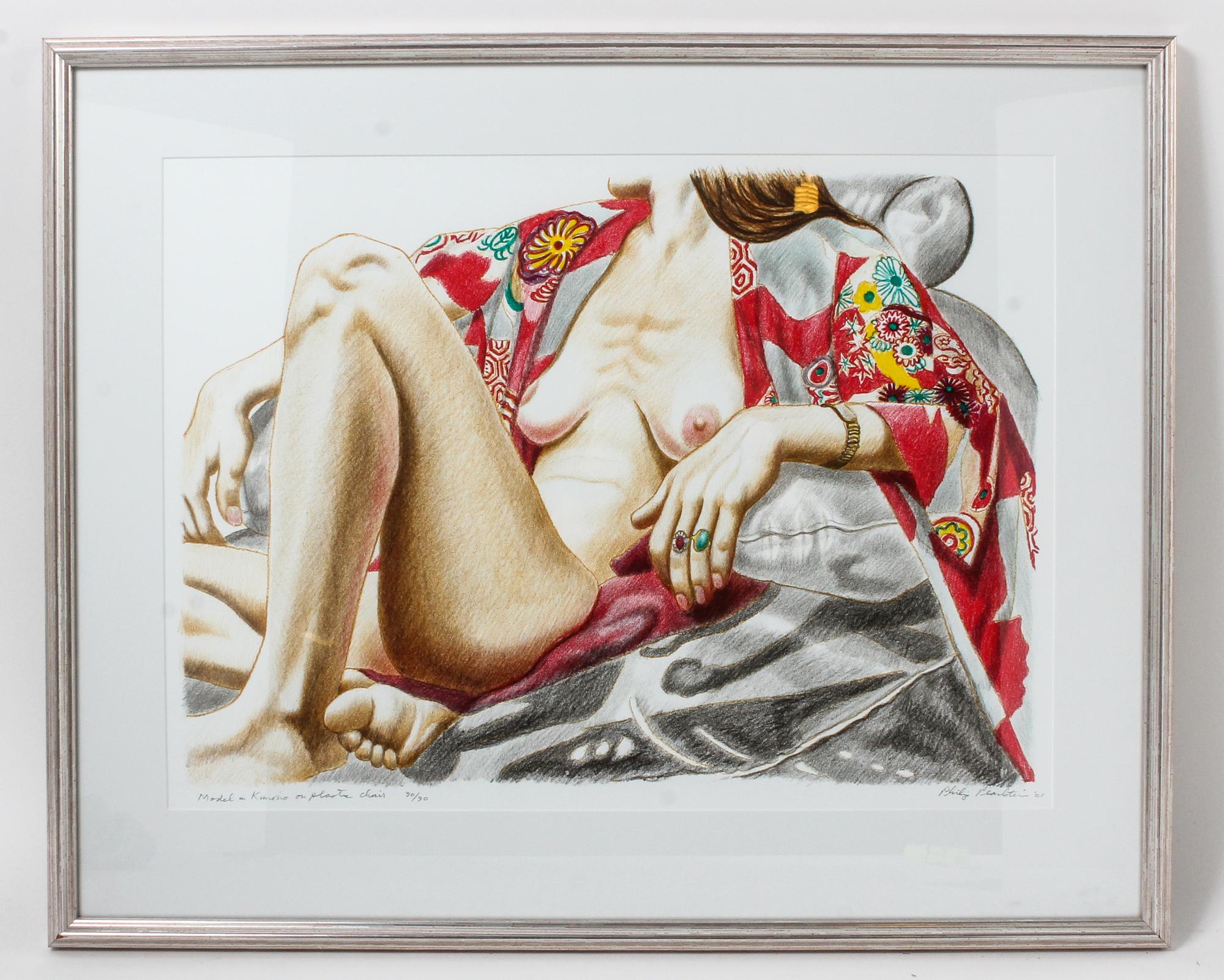 Philip Pearlstein, (American, b.1924), Model in Kimino on Plastic Chair, 2001