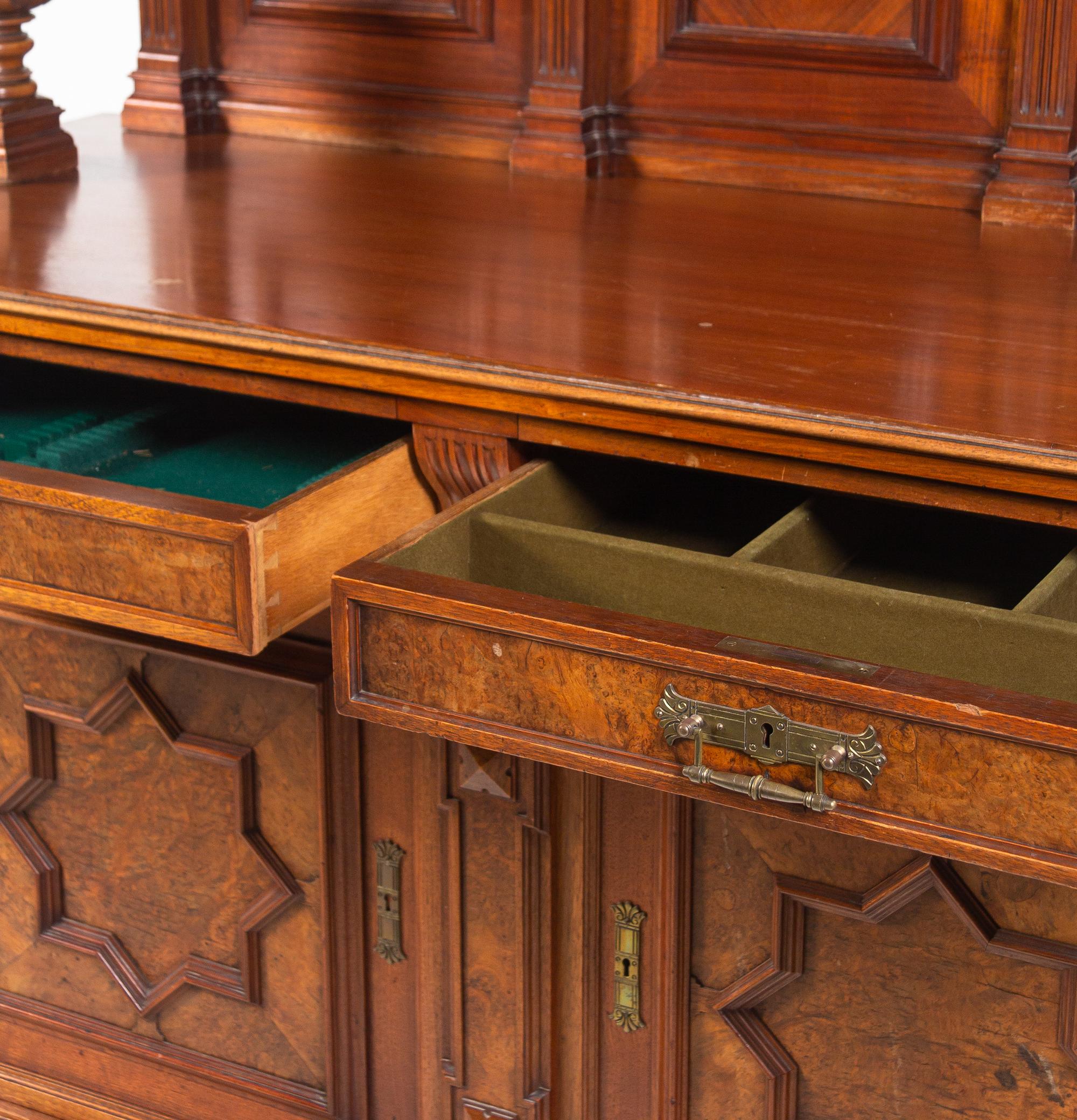 A French Walnut and Burl Walnut Buffet à Deux Corps