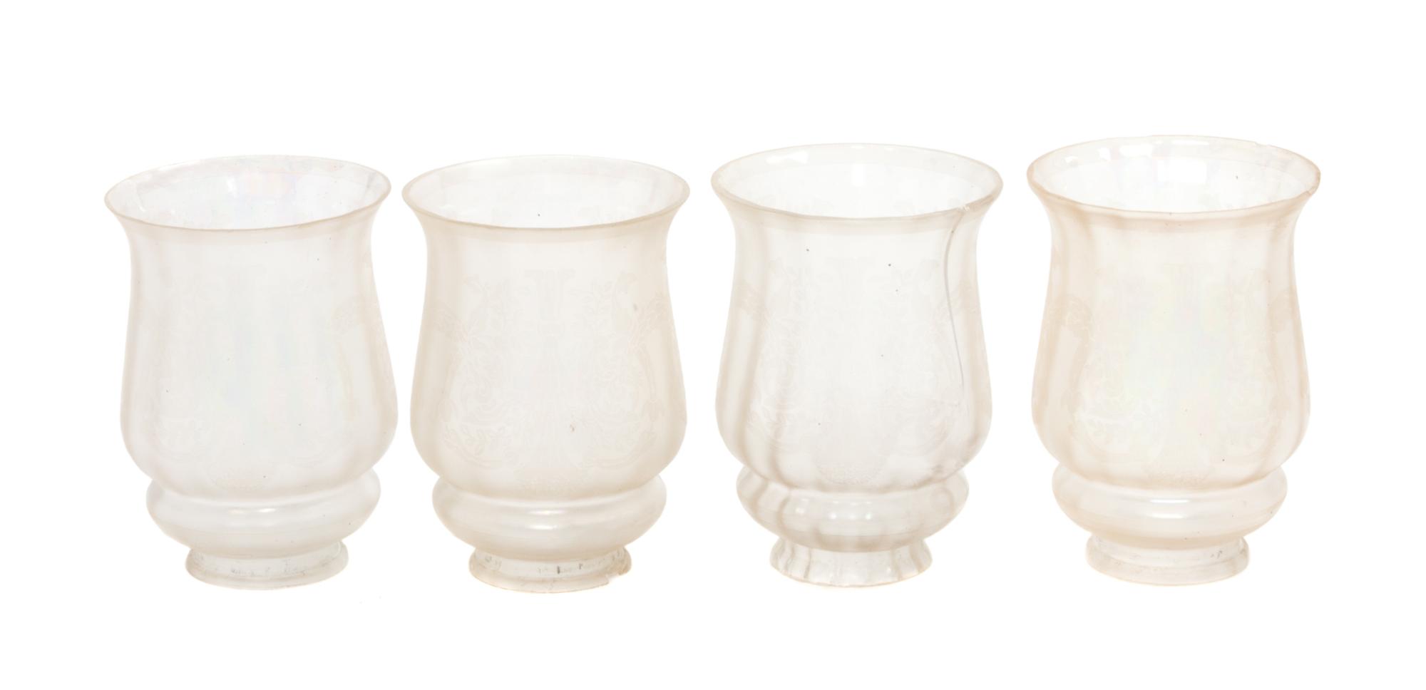 A Set of Four Etched Glass Verre de Soie Shades Height 5 1/2 inches. — LIKELY STEUBEN