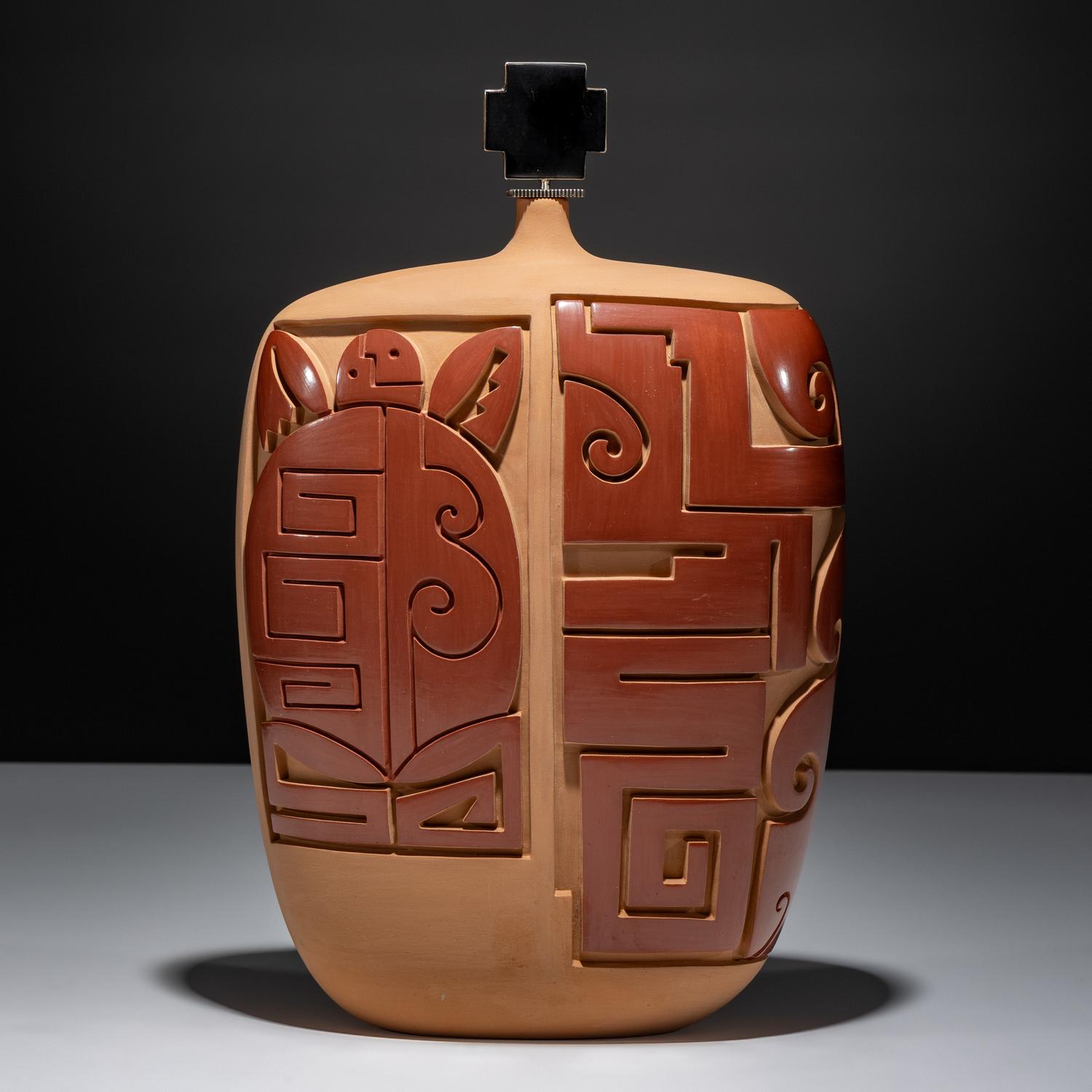 Carved Redware Pottery Vase February 1999