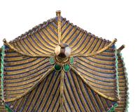 A Chinese Enameled and Hardstone Pagoda-Form Box