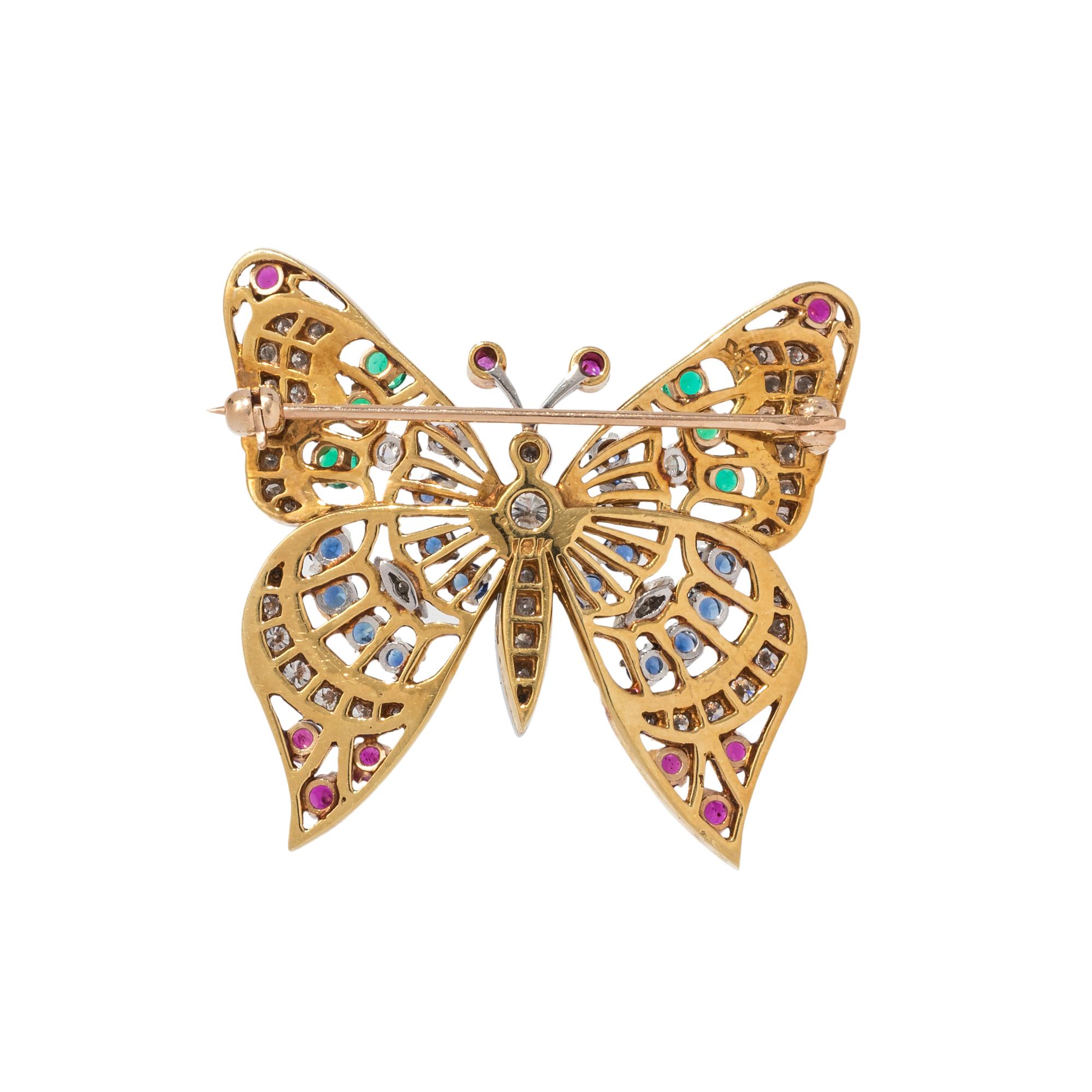 DIAMOND AND MULTIGEM BUTTERFLY BROOCH