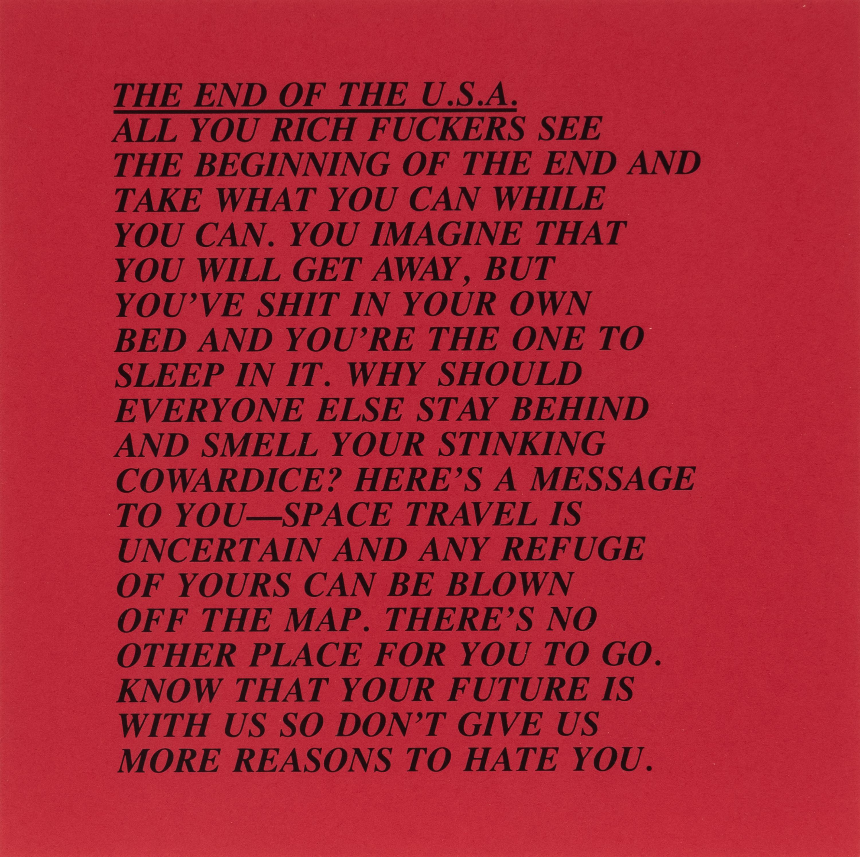 Jenny Holzer (American, b. 1950) — Inflammatory Essays (set of twelve), 1979-82