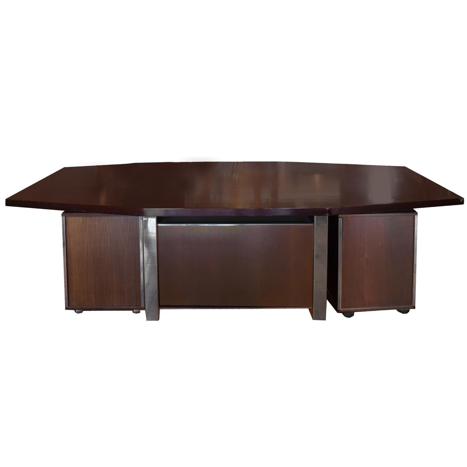 A Hexagonal Mid Century Executive Desk 95" W x 39" D x 29.5" H — Italy, Mid-20th Century