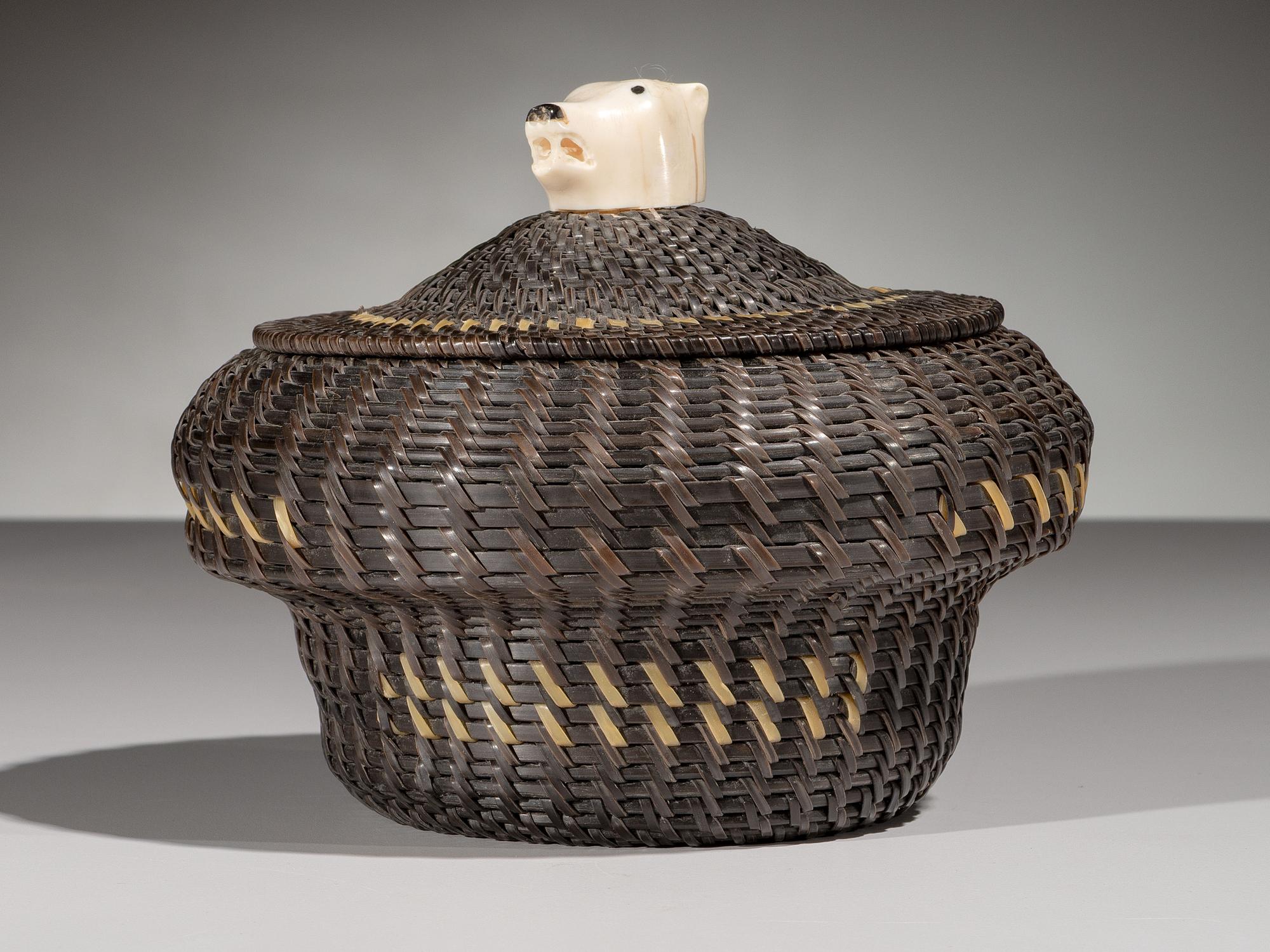 Baleen Basket, with Polar Bear Finial