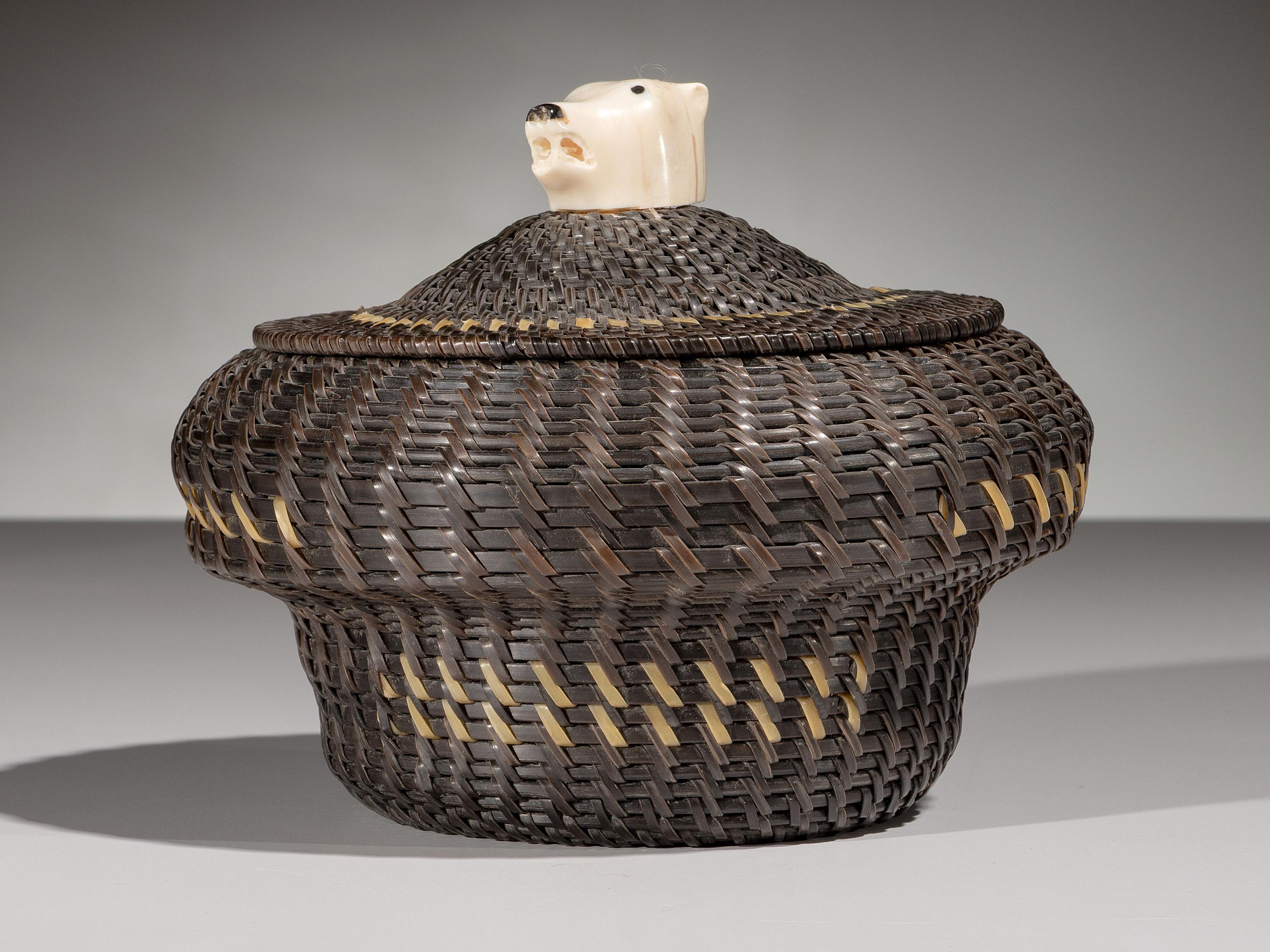 Baleen Basket, with Polar Bear Finial