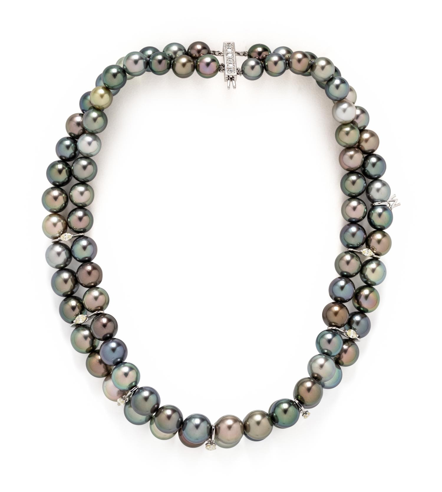 MIKIMOTO, DOUBLE STRAND CULTURED PEARL CHOKER WITH PEARL DROP