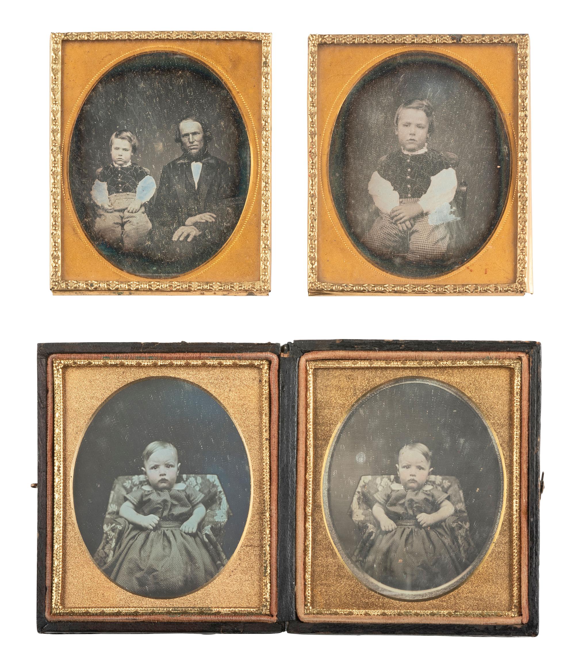 [EARLY PHOTOGRAPHY]. 5 pairs of images featuring the same subjects, mostly daguerreotypes.