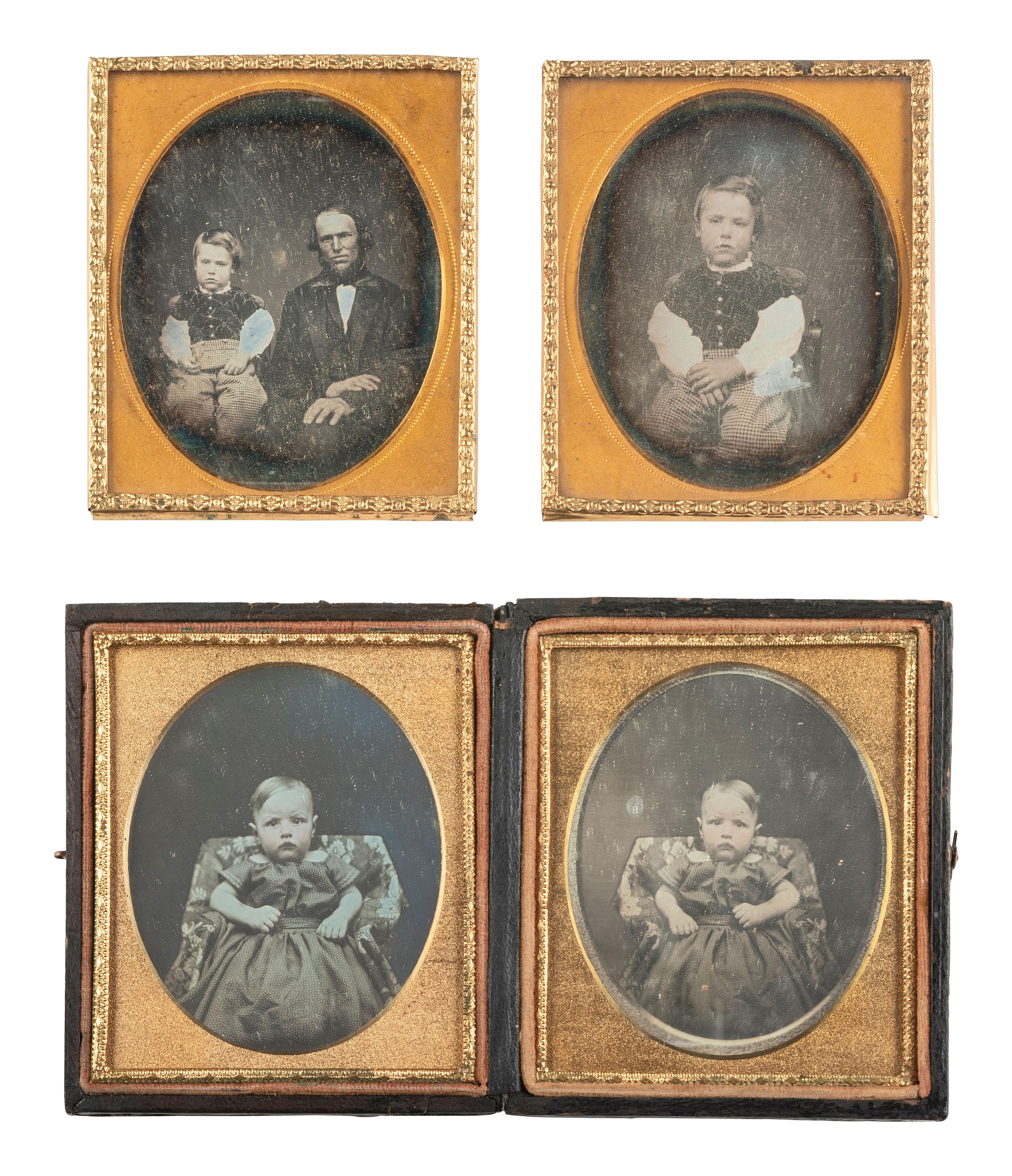 [EARLY PHOTOGRAPHY]. 5 pairs of images featuring the same subjects, mostly daguerreotypes.
