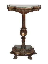 A Napoleon III Brass Mounted Table with Green Marble Inset Top and Base — 20th Century