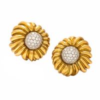 Tiffany & Co., Diamond and Yellow Gold Flower Earrings