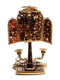An Empire Gilt Bronze and Tortoiseshell Two-Light Candelabrum à Écran
