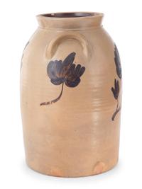 A Four Gallon Stoneware Butter Churn