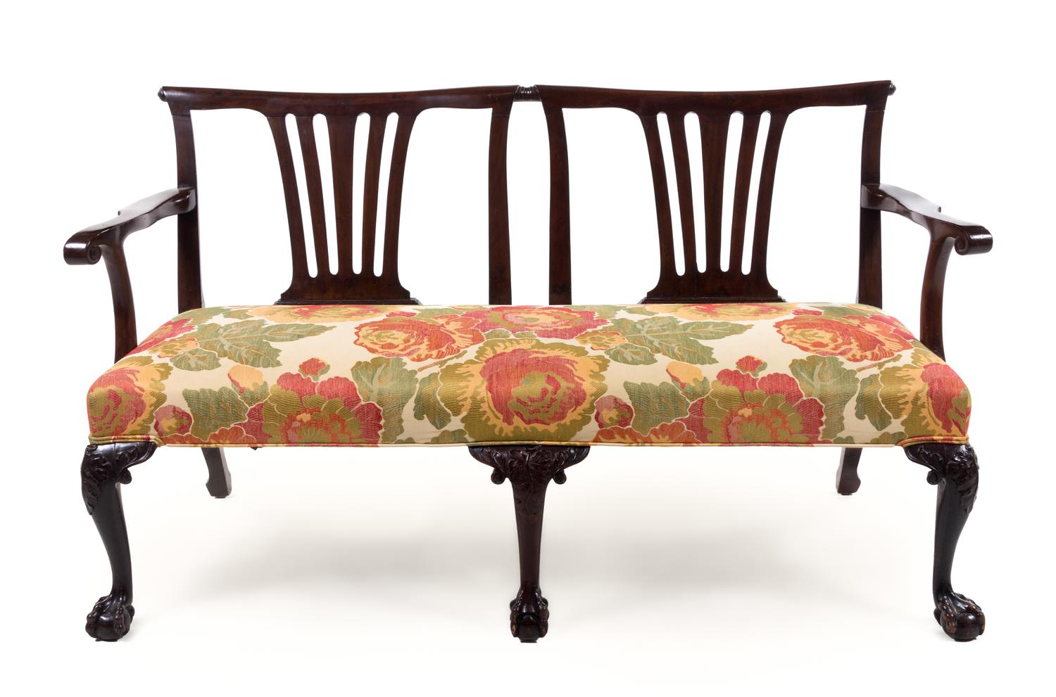 An Irish George III Mahogany Bench Height 33 3/4 x width 60 1/8 x depth 24 1/4 inches. — EARLY 19TH CENTURY