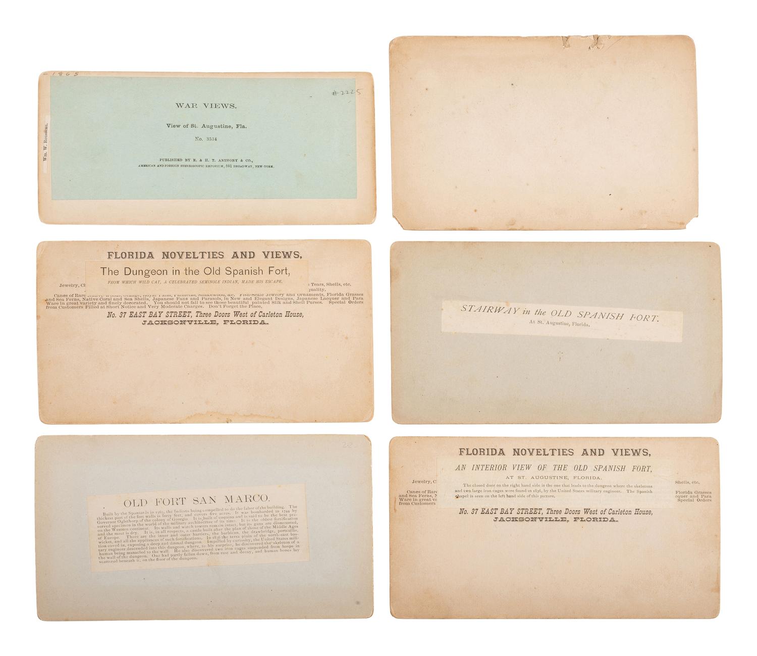 [CIVIL WAR]. A group of 12 stereoviews of Fort Marion.