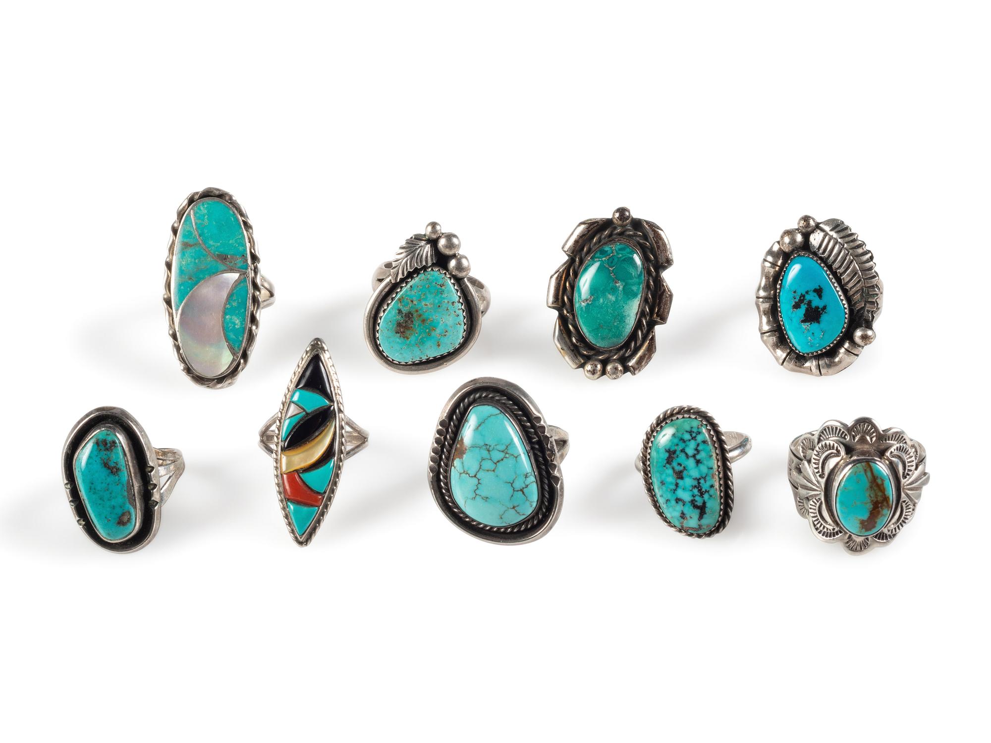 Navajo and Zuni Silver and Turquoise Rings