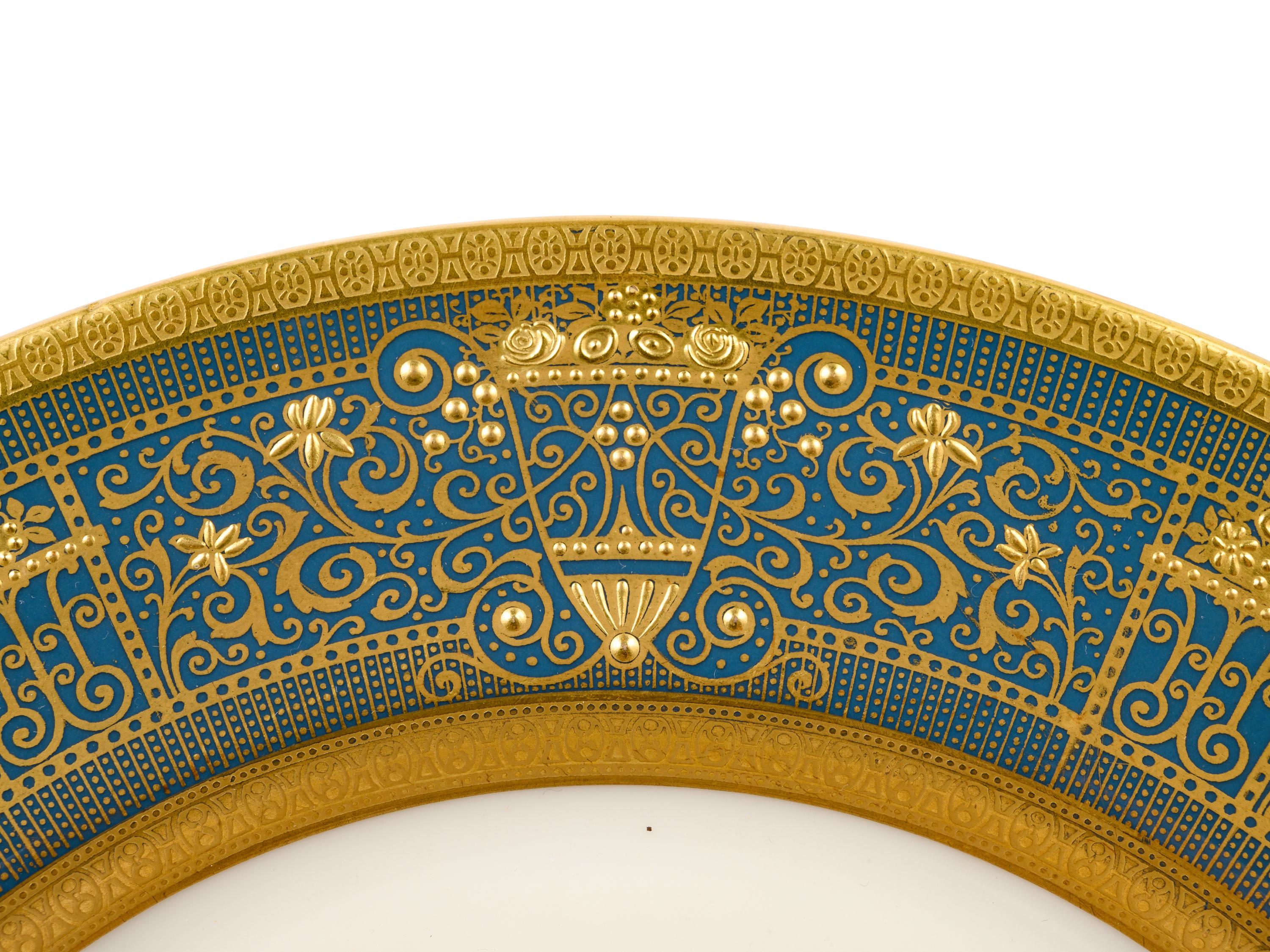 A Set of Twelve Lenox Parcel-Gilt Porcelain Plates