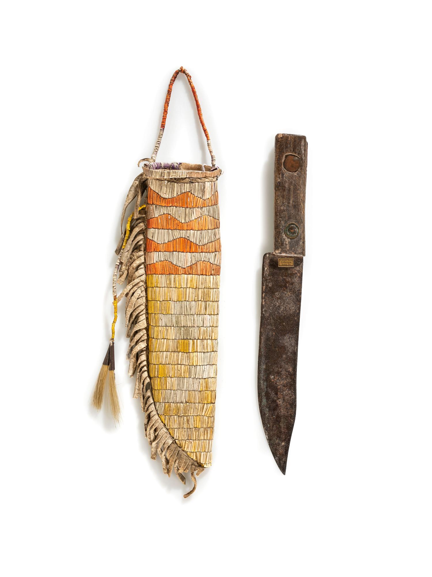 Upper Missouri Quilled Hide Knife Sheath, with Knife