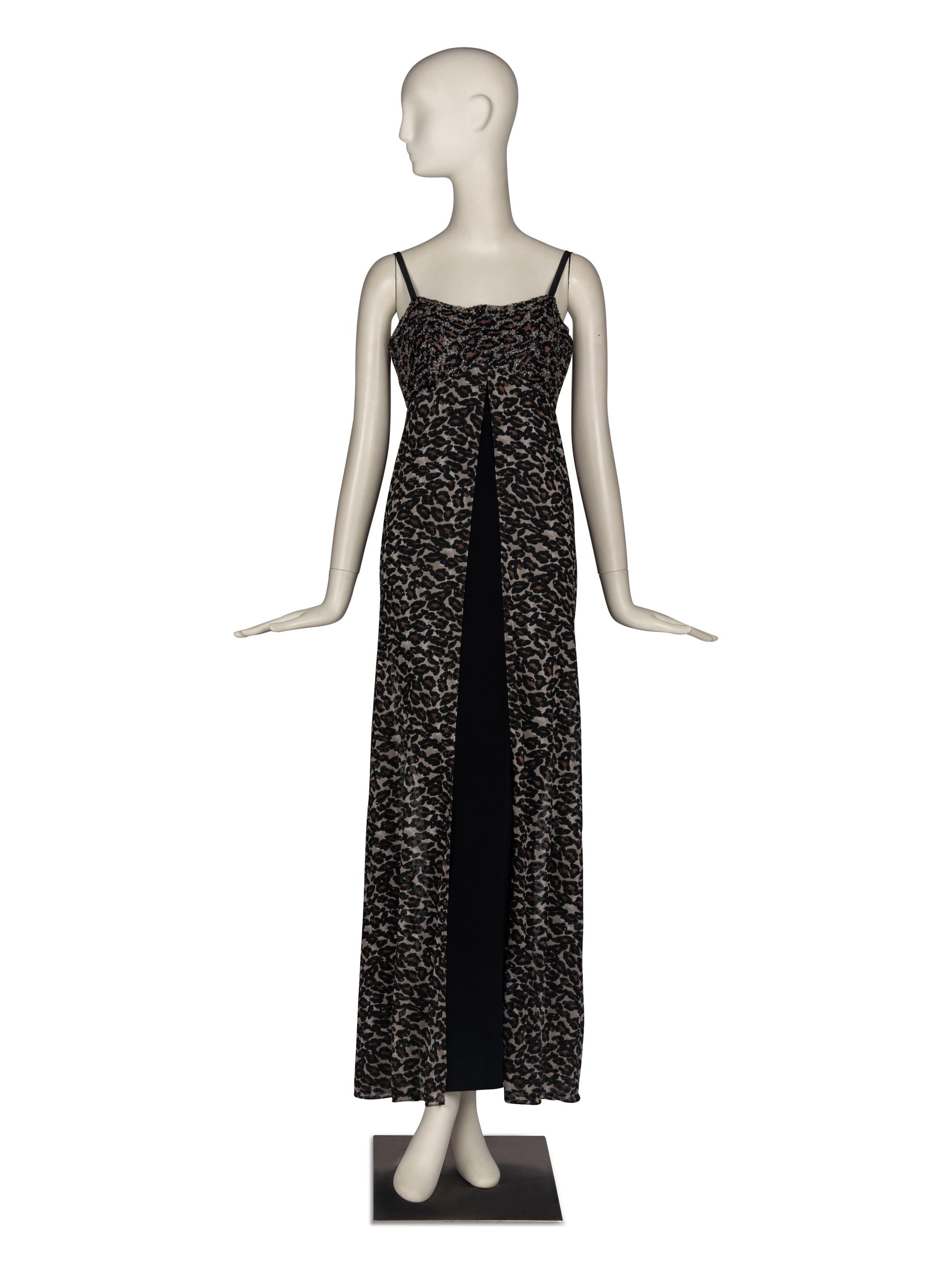 Bob Mackie Beaded Leopard Print Dress & Feather Jackets