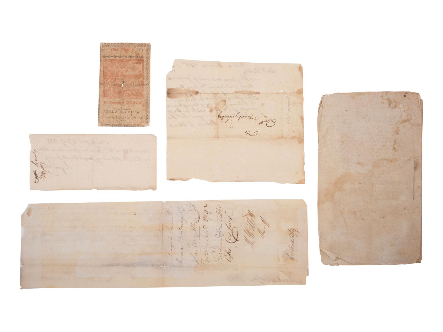 [REVOLUTIONARY WAR]. Group of items associated with Rev War-era figures incl. Alexander HAMILTON.