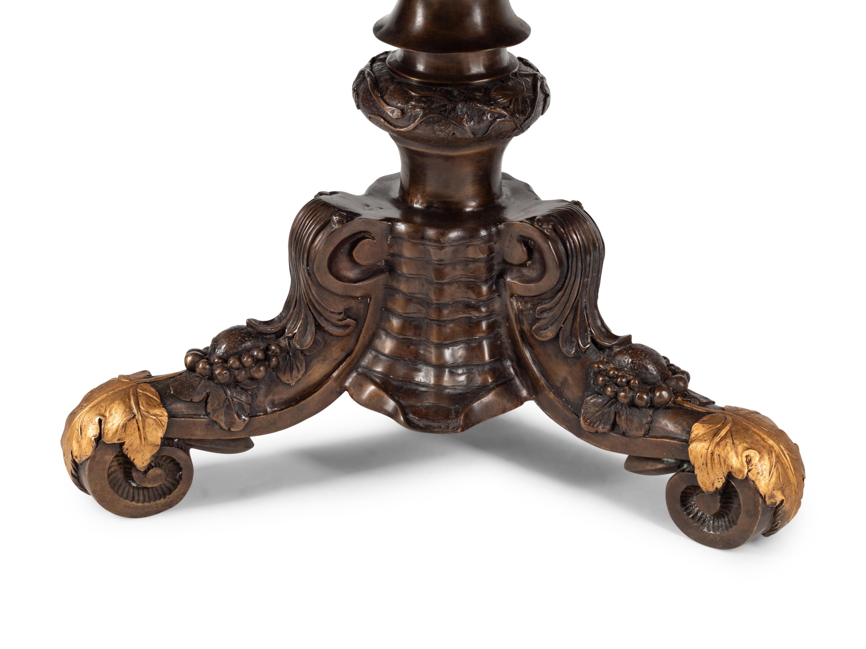 A Continental Pietra Dura, Turquoise, Abalone and Lapis Lazuli Table on a Bronze Base