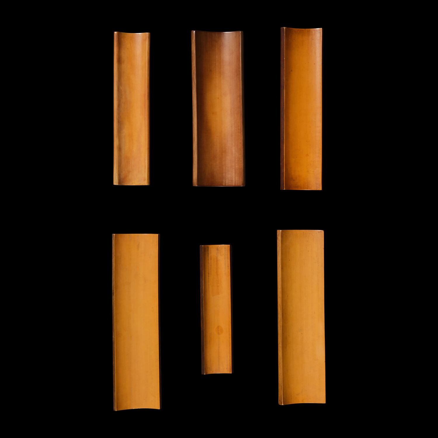A Group of Six Chinese Bamboo Wrist Rests 竹雕臂擱六件