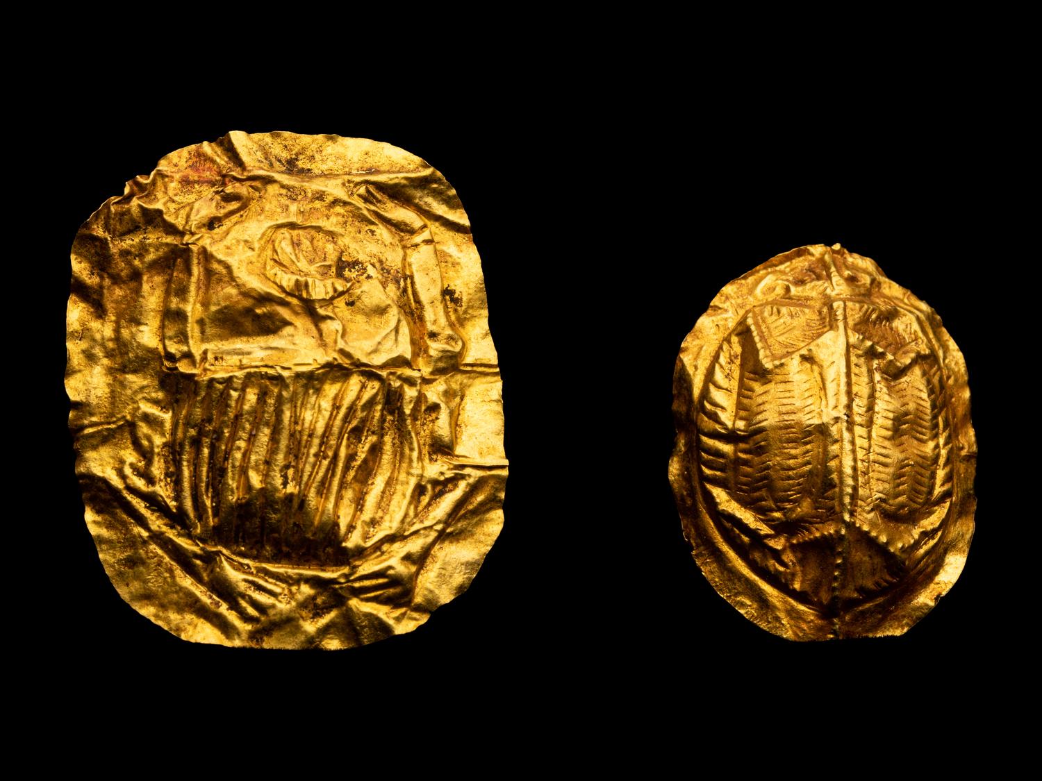 Two Egyptian Gold Scarabs