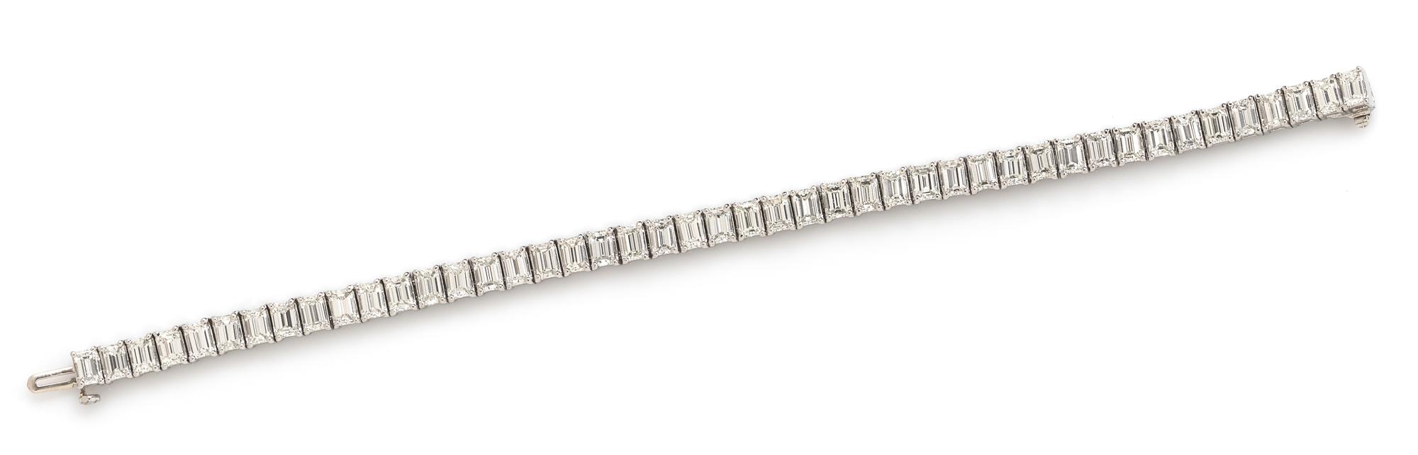 A Platinum and Diamond Line Bracelet, 21.60 dwts.