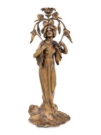 An Art Nouveau Gilt Bronze Figural Candlestick