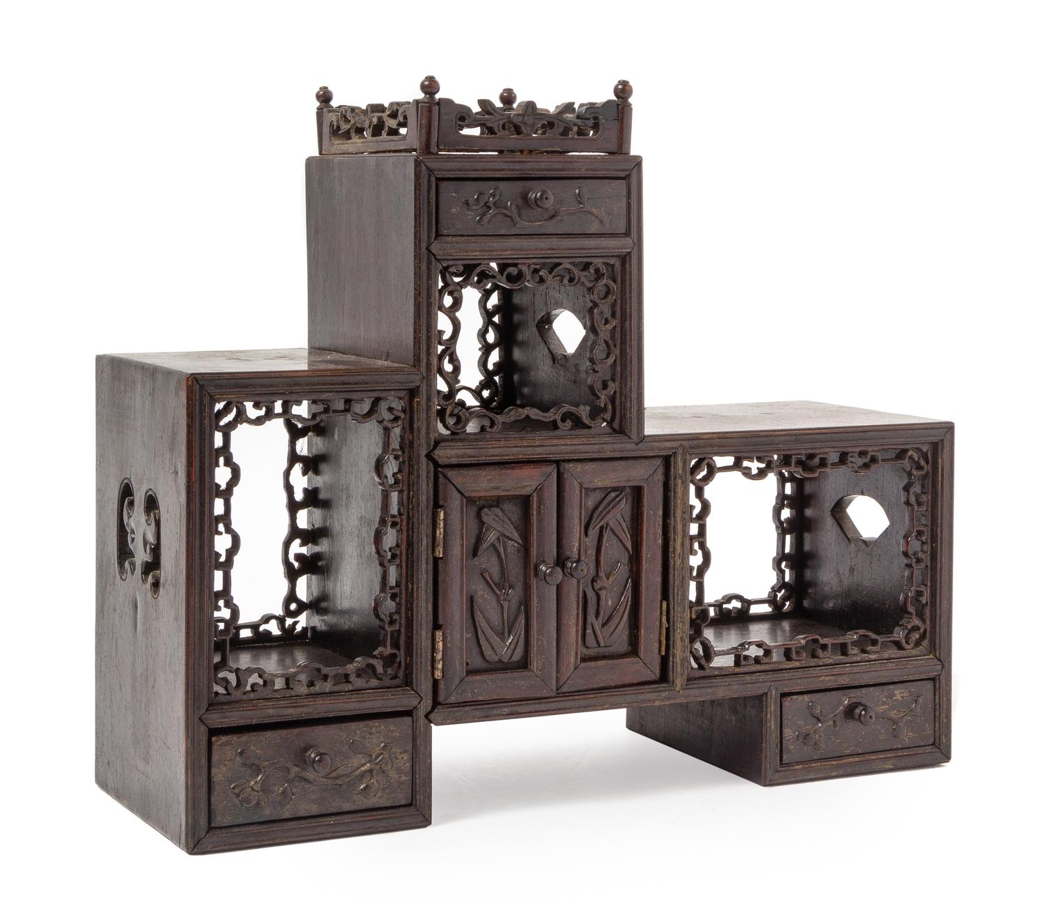 A Hongmu Displaying Cabinet, Duobaoge Height 12 x width 14 x depth 4 3/4 inches. — QING DYNASTY (1644-1911)
