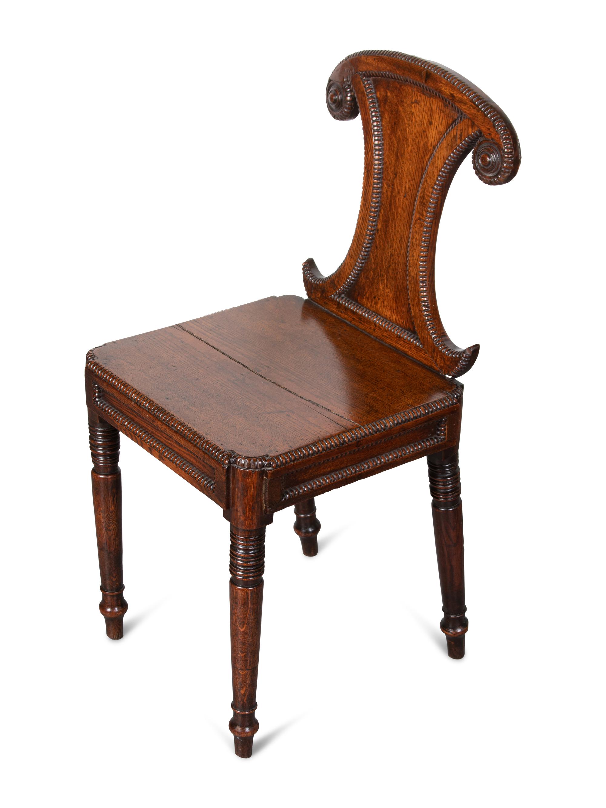 A Regency Oak Hall Chair