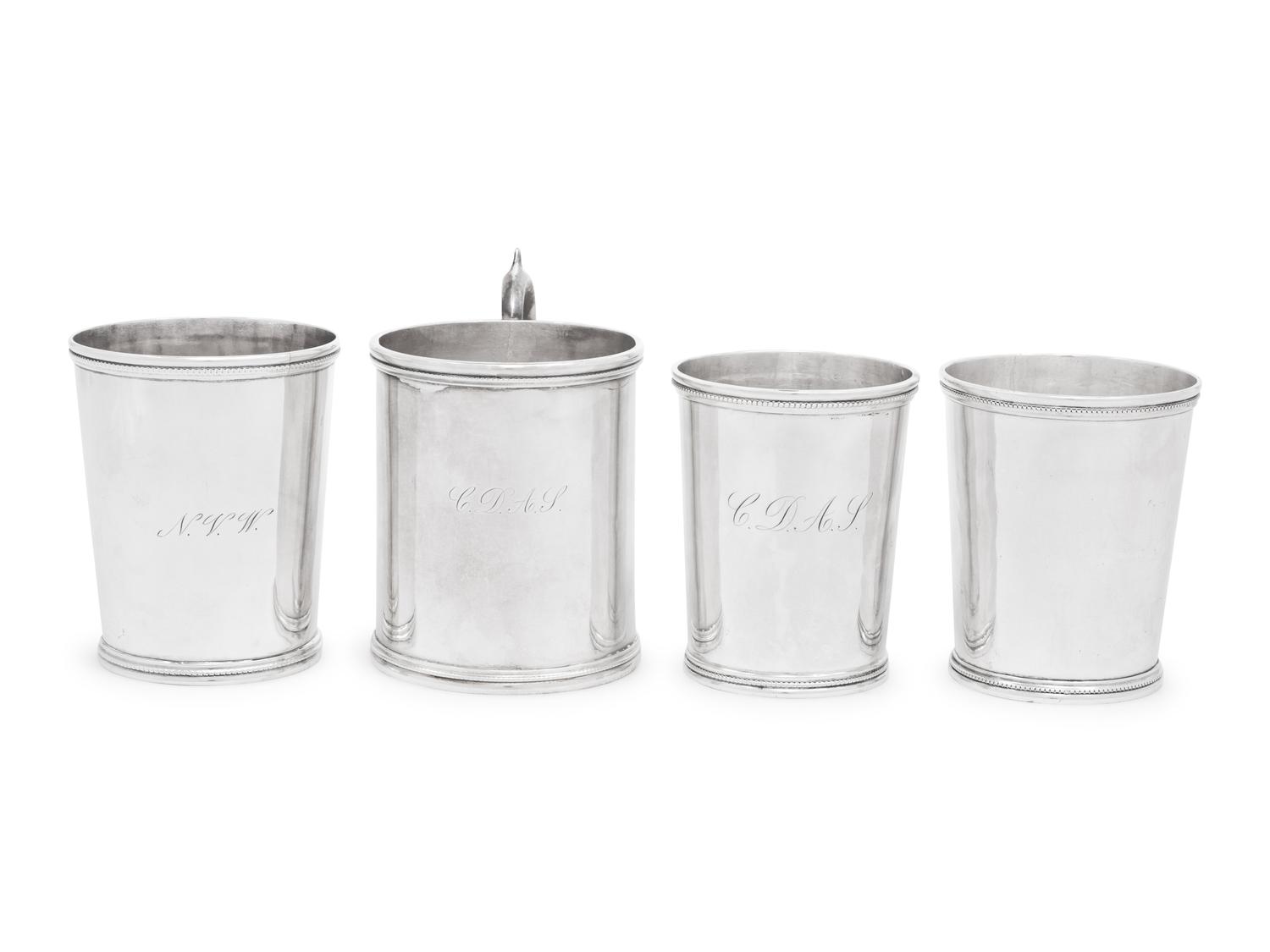 Four American Coin Silver Drinking Articles
