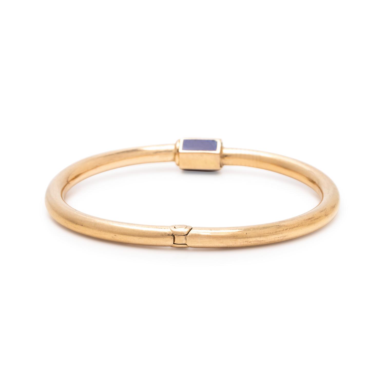 GUCCI, YELLOW GOLD AND ENAMEL BANGLE BRACELET