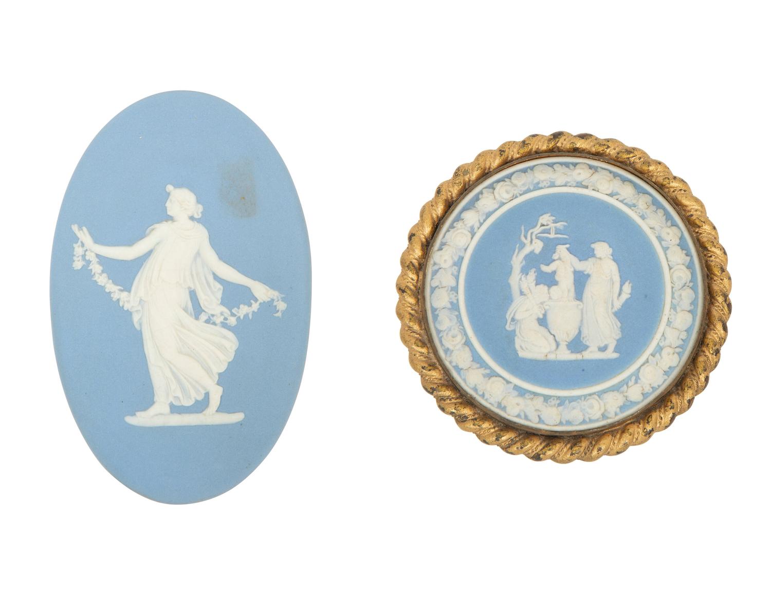 Two Wedgwood Blue Jasperware Items