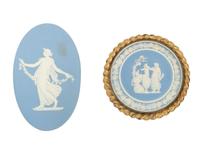 Two Wedgwood Blue Jasperware Items
