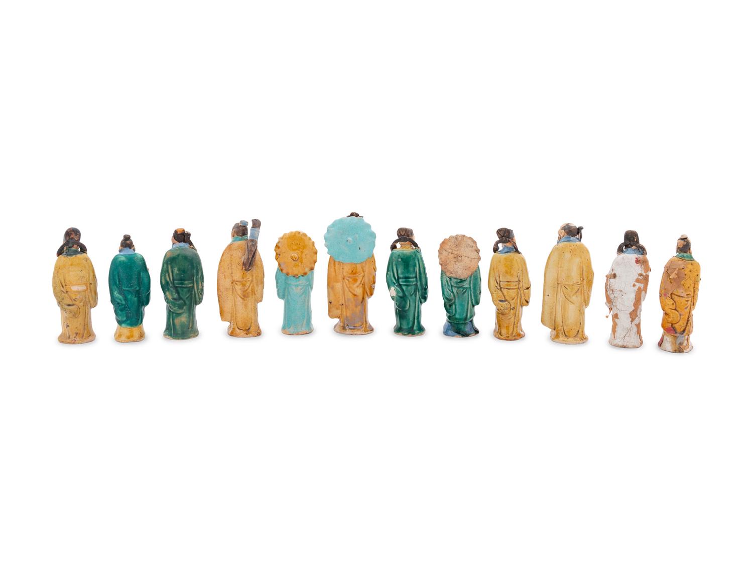 A Group of Chinese Sancai Glazed Pottery Figures