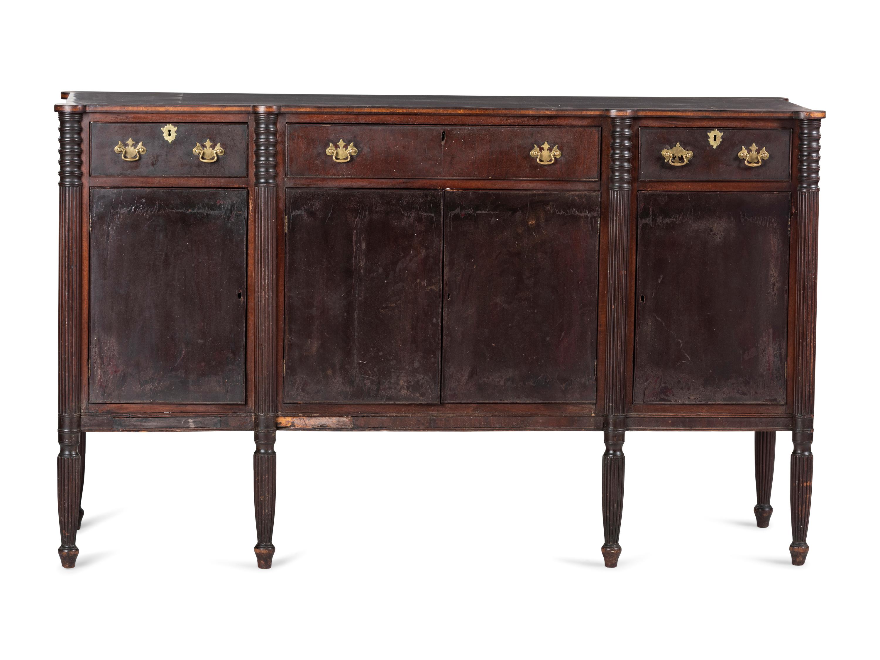 A Late Federal Mahogany Step-Back Sideboard