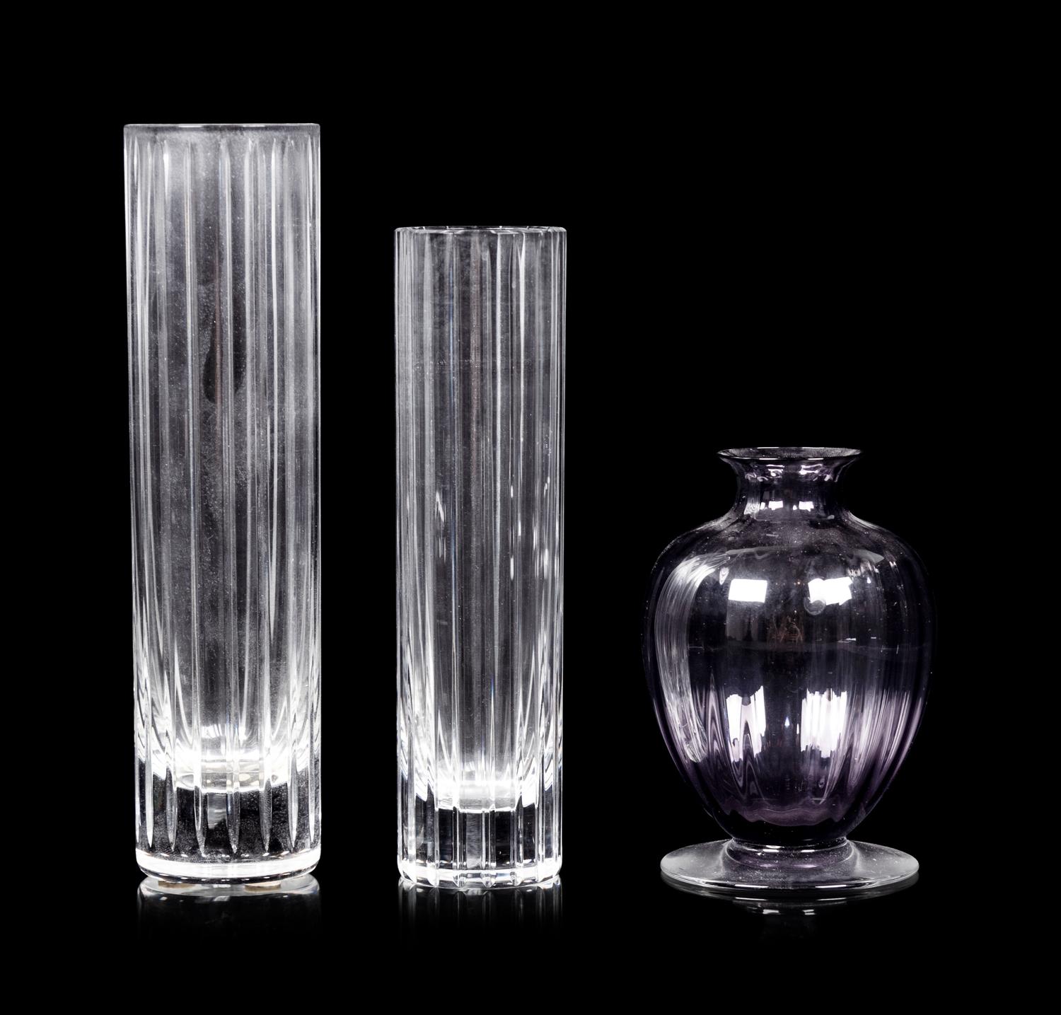 Three Baccarat Glass Vases