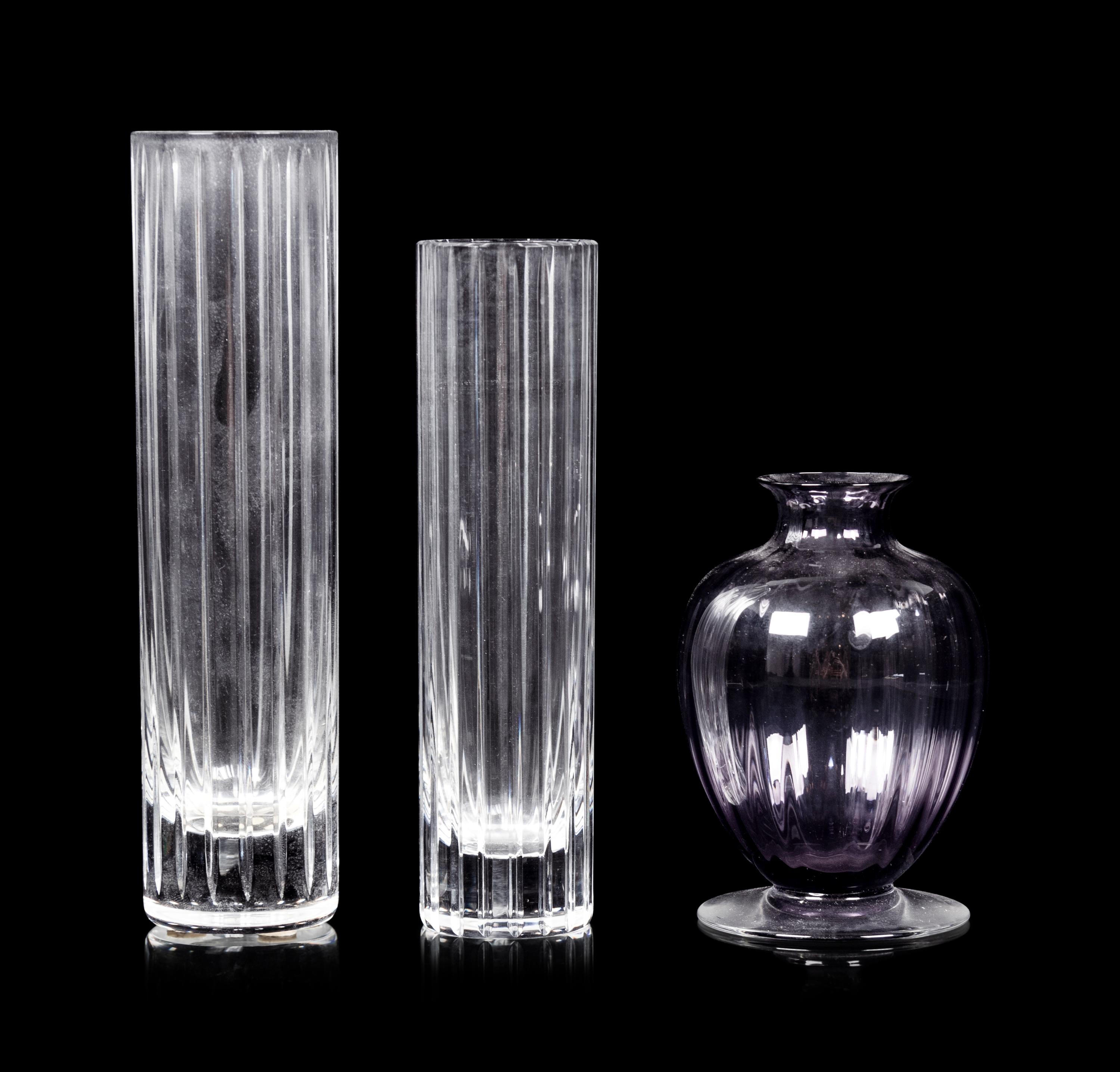 Three Baccarat Glass Vases