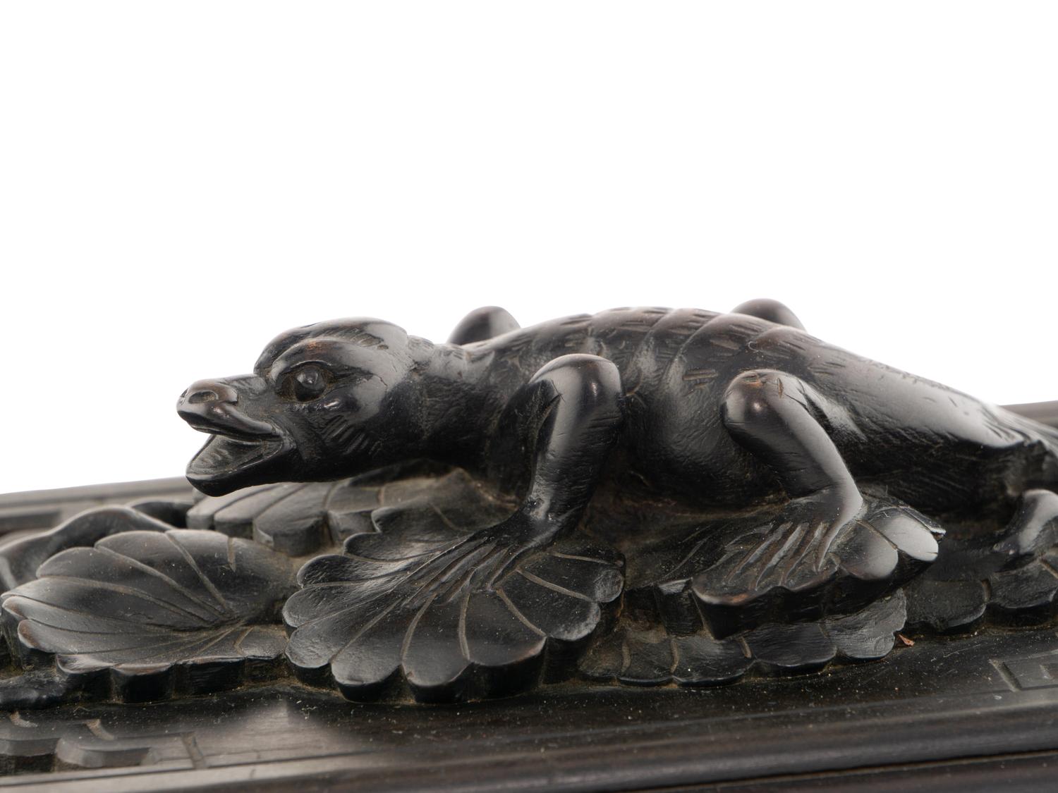 A French Japonisme Part-Ebonized Carved Rosewood Table Casket