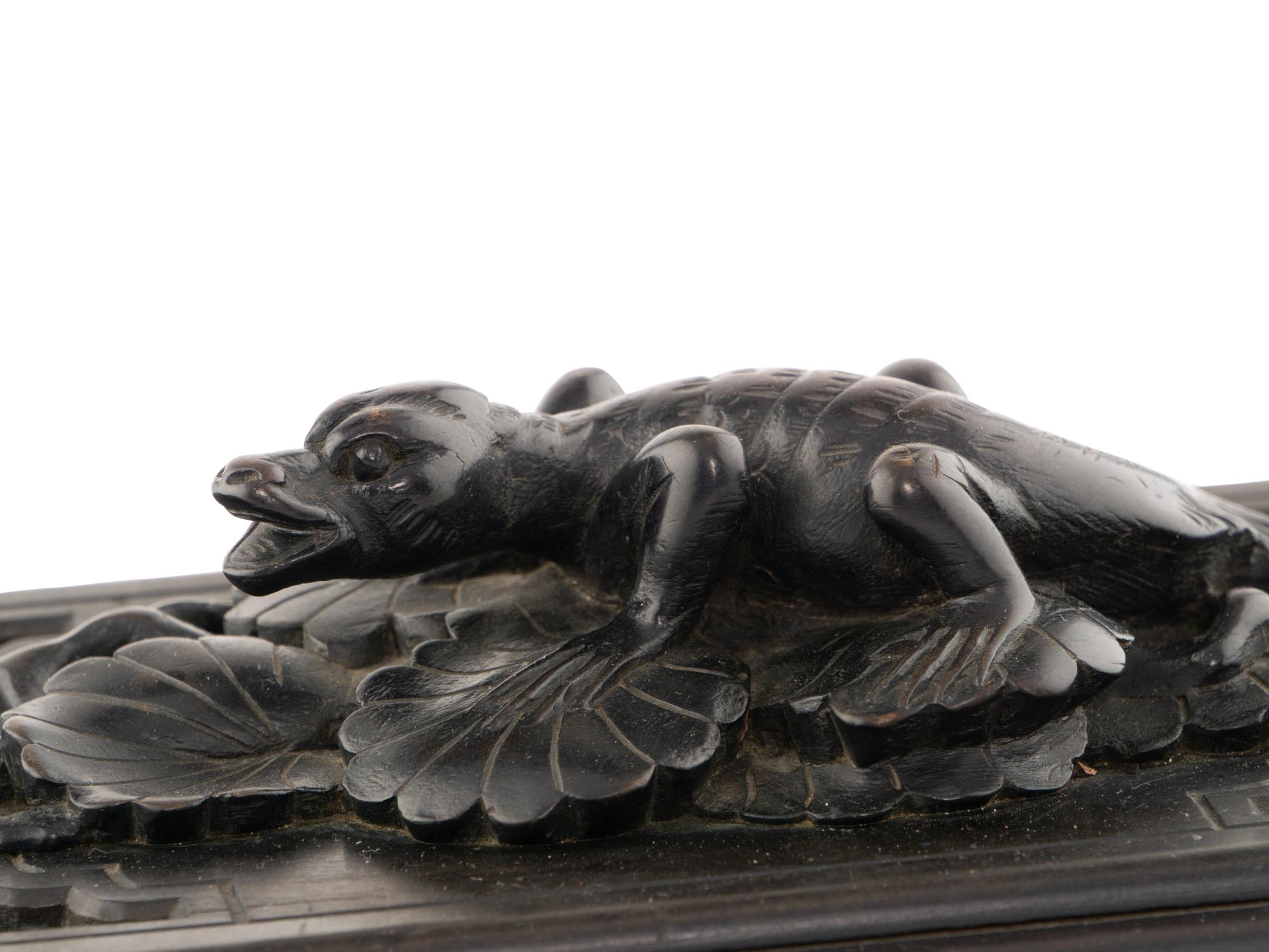 A French Japonisme Part-Ebonized Carved Rosewood Table Casket