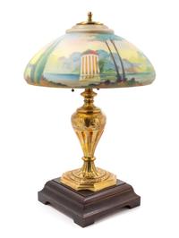 A Pairpoint Reverse-Painted Glass Shade