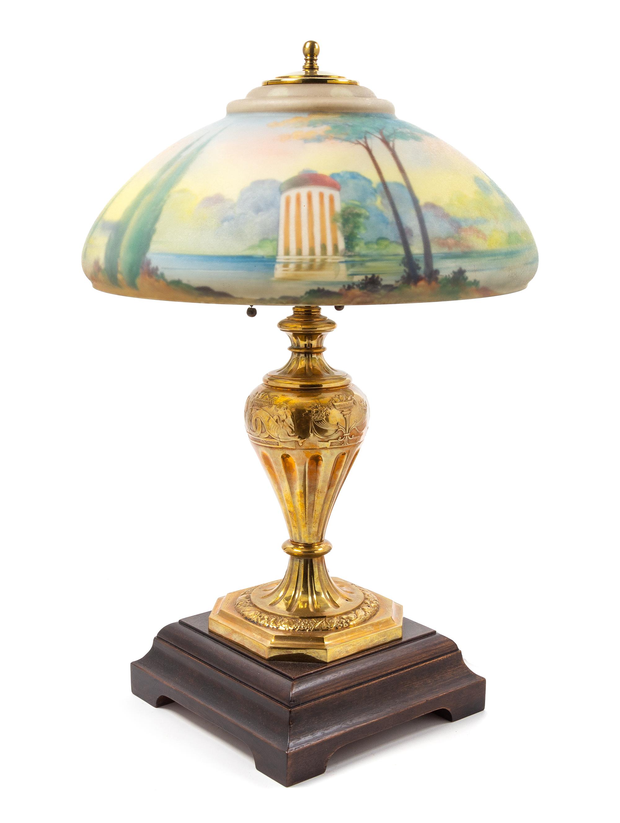 A Pairpoint Reverse-Painted Glass Shade