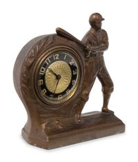 A Working 1930s Baseball Cast Iron Desk Clock