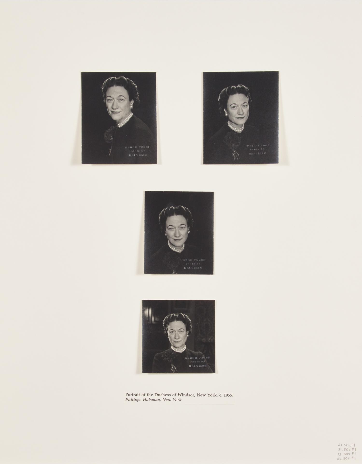Four Works: Portrait of The Duchess of Windsor, New York , circa 1955; together with Three Portraits of Wallis Warfield Spencer , circa 1918 (4)