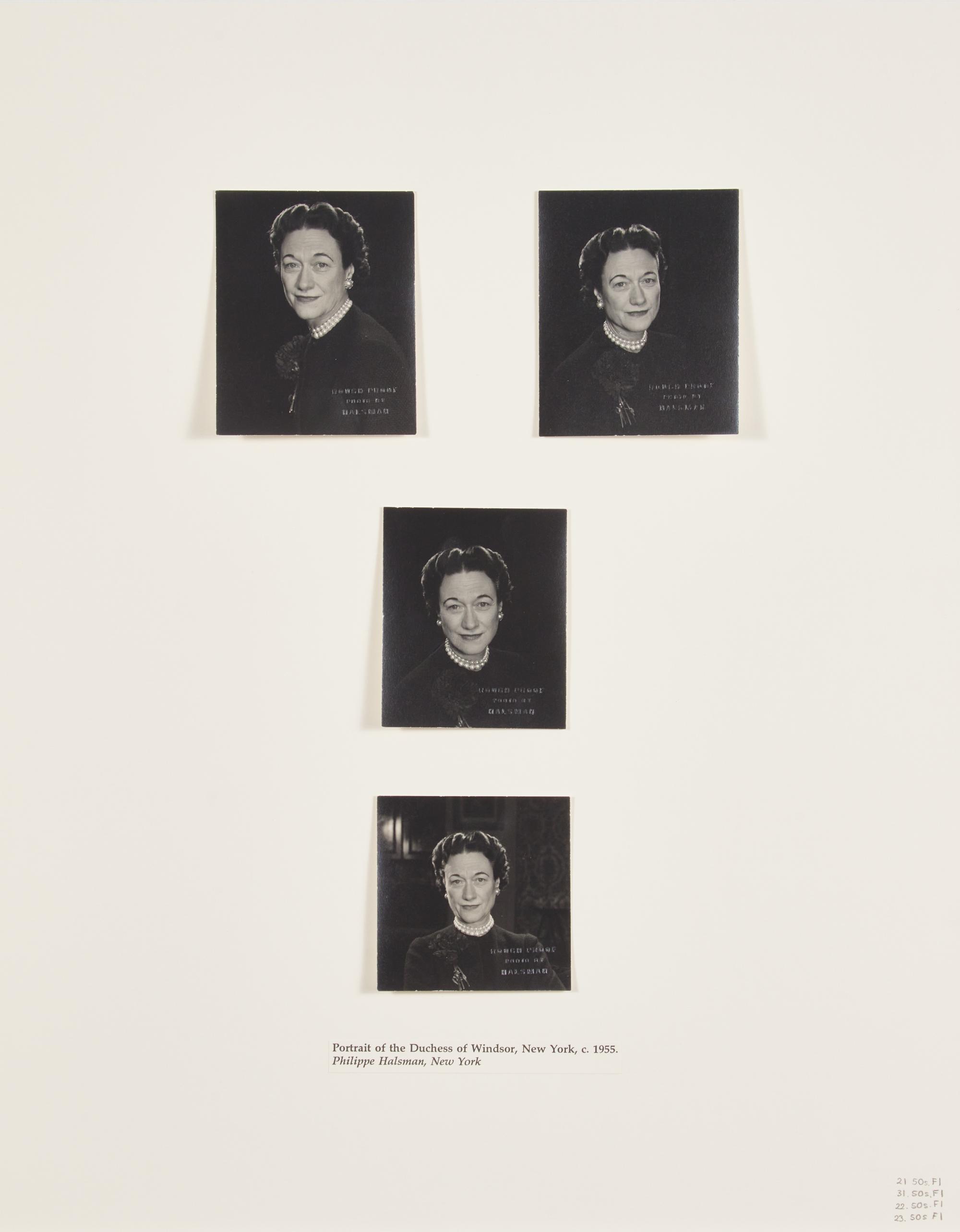 Four Works: Portrait of The Duchess of Windsor, New York , circa 1955; together with Three Portraits of Wallis Warfield Spencer , circa 1918 (4)