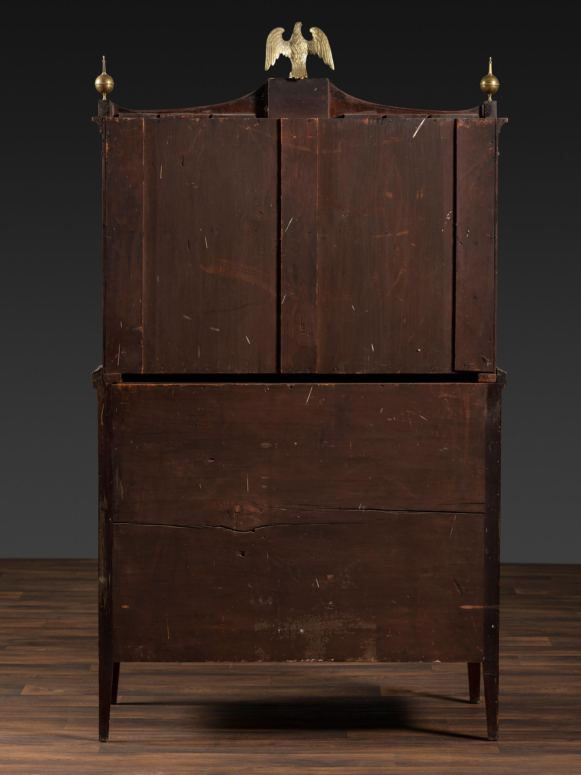 A Federal Inlaid Mahogany Secretary Bookcase