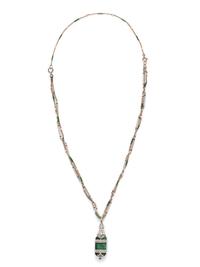 MARCUS & CO., DIAMOND PENDANT WATCH AND FANCY LINK CHAIN