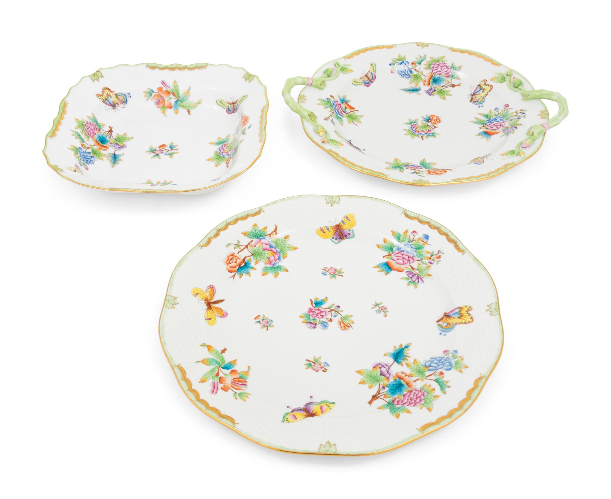 A Group of Herend Queen Victoria Porcelain Serving Articles